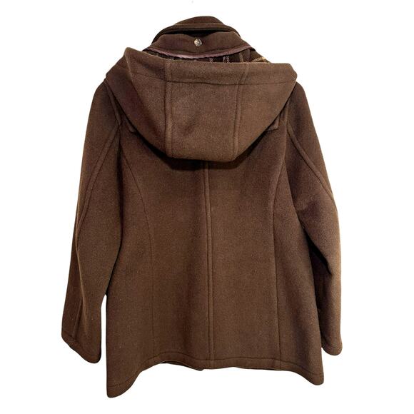 Brooks Brothers Womens Duffle Coat Jacket Toggle Hooded Wool Brown Size 2 Winter - Picture 2 of 16